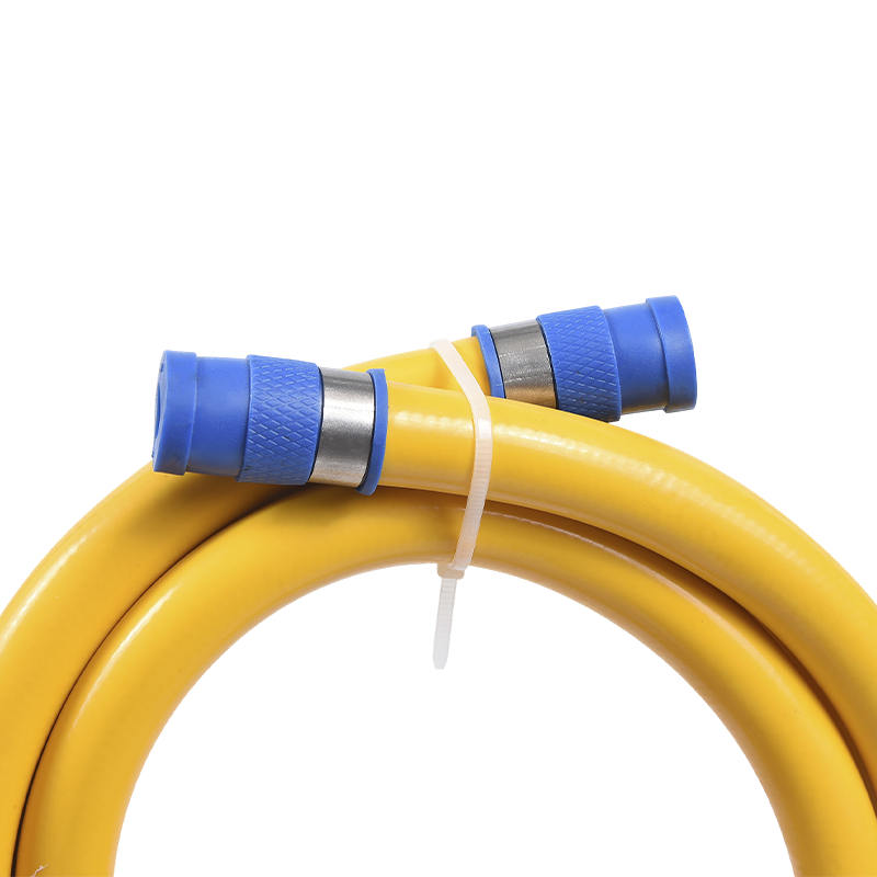 Tuyau de gaz flexible en PVC jaune en acier inoxydable